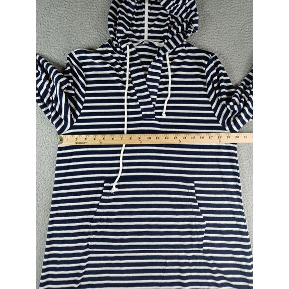 Lands' End Swim Coverup Womens Medium (10-12) Blue Hooded Terry Cloth Stripe NWT - Picture 4 of 7